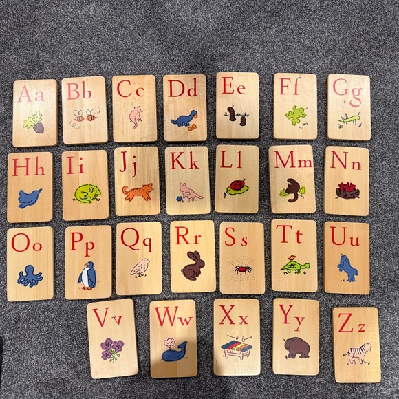 Pottery Barn Kids wooden ABC flash card tiles - Picture 1 of 7